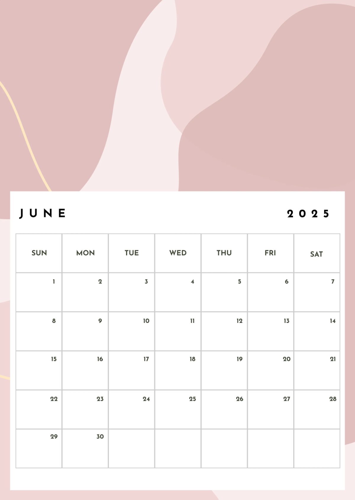 Free June 2025 Content Calendar Template to Edit Online