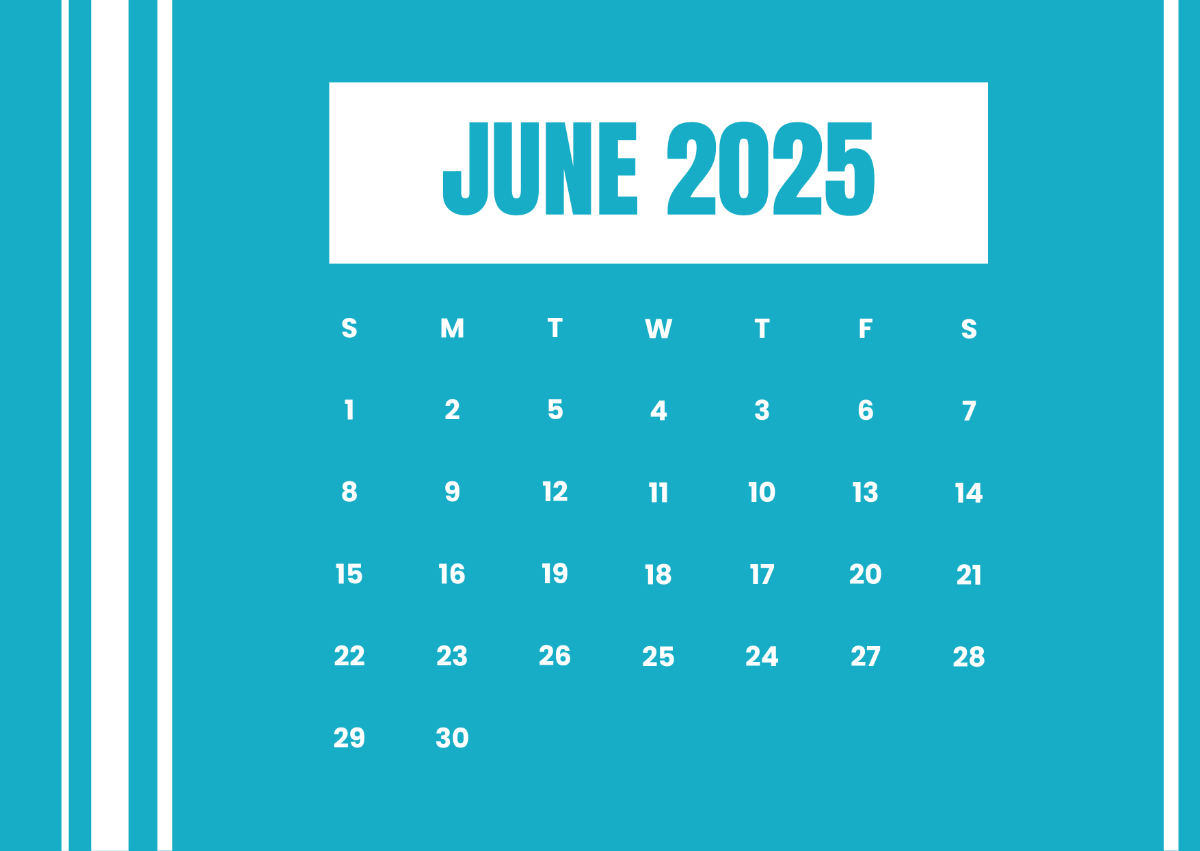 Free June 2025 Horizontal Calendar Template to Edit Online
