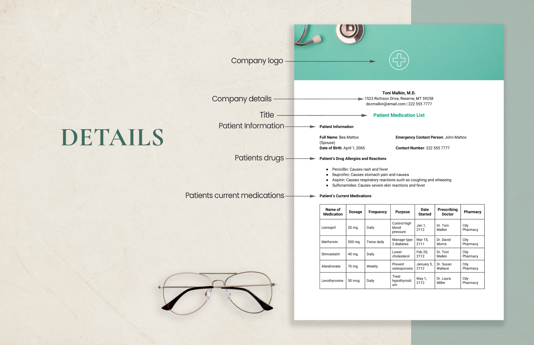 Medication List Template Download in Word Google Docs PDF Apple