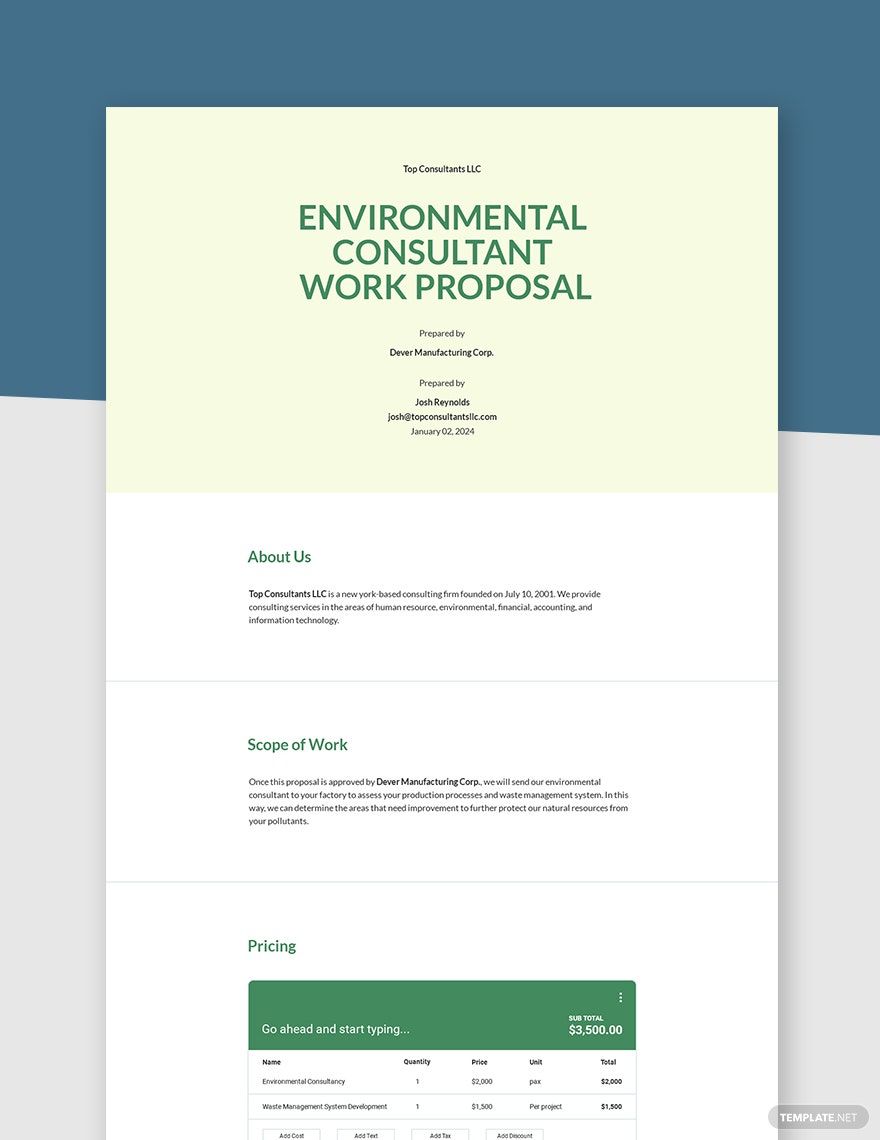 Free Consulting Work Proposal Template