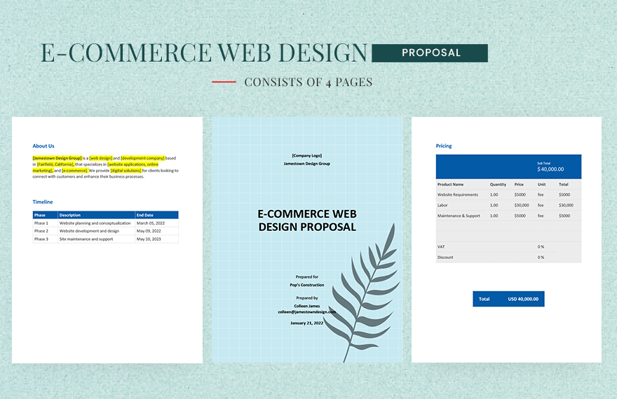 E Commerce Web Design Proposal Template
