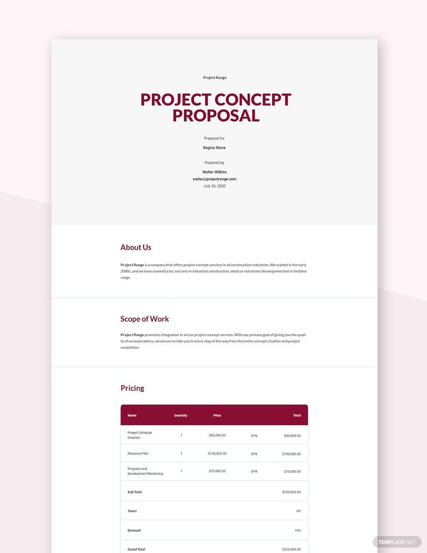 Free Free Business Concept Proposal Template Google Docs, Word, Apple