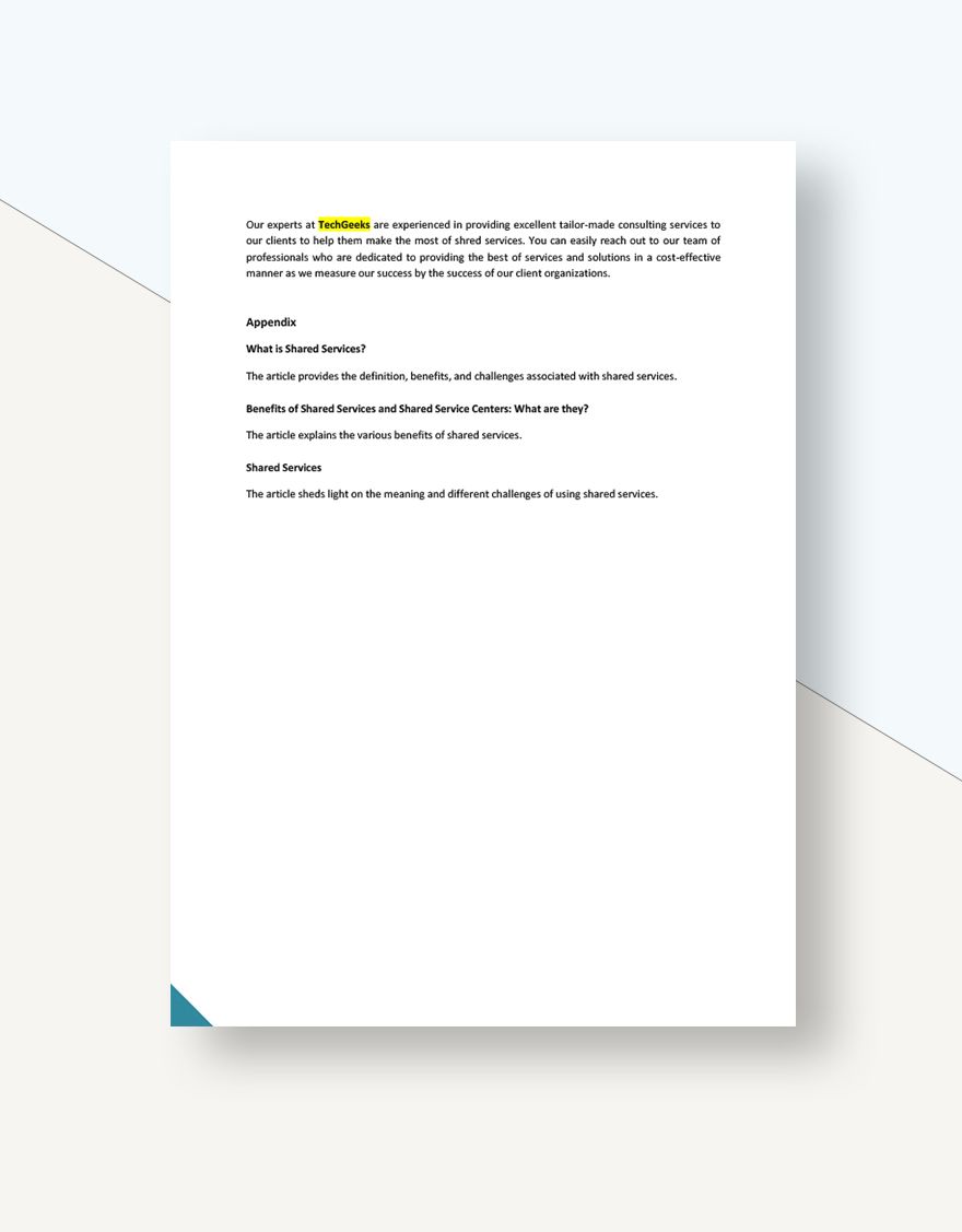 Shared Services White Paper Template