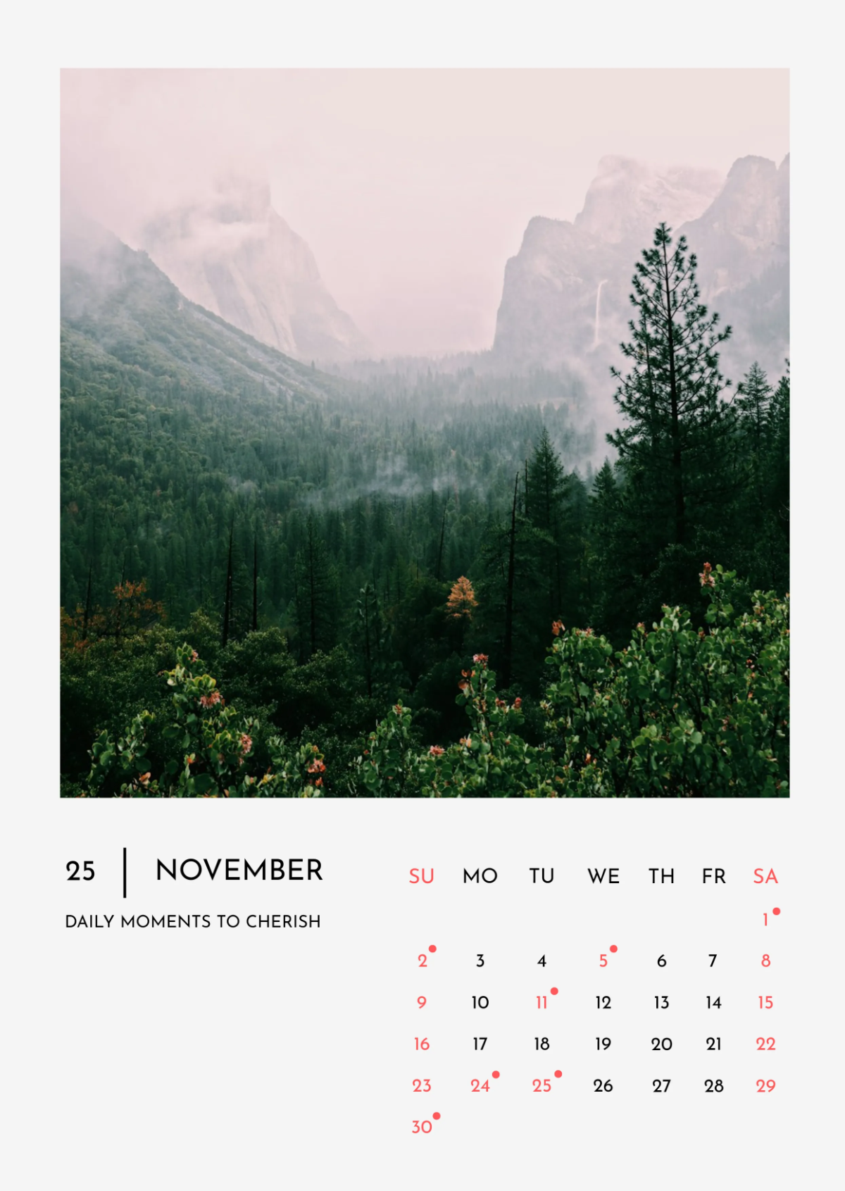 Free November 2025 Calendar Template to Edit Online