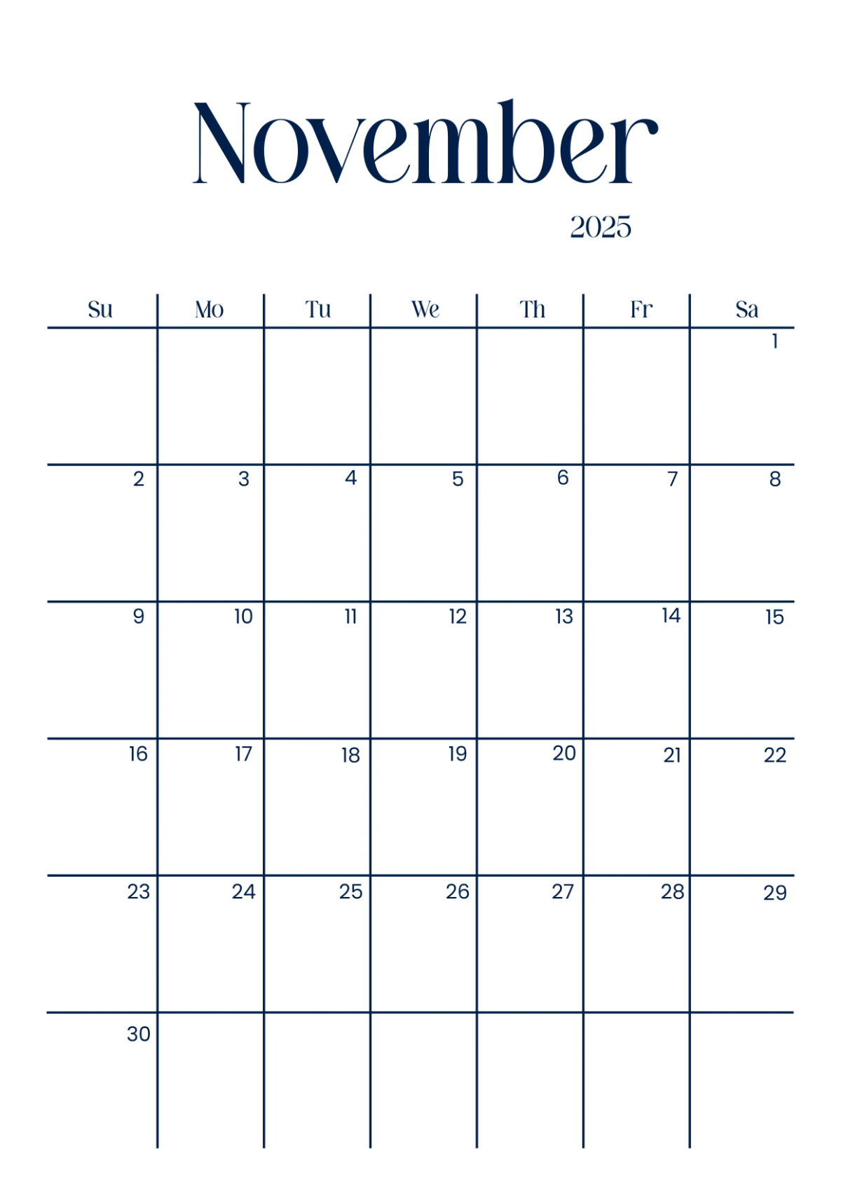 Free November 2025 Calendar with Background Template to Edit Online
