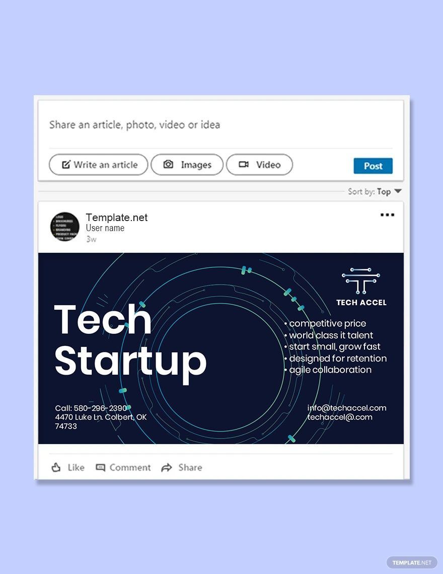 Tech Startup Linkedin Post Template
