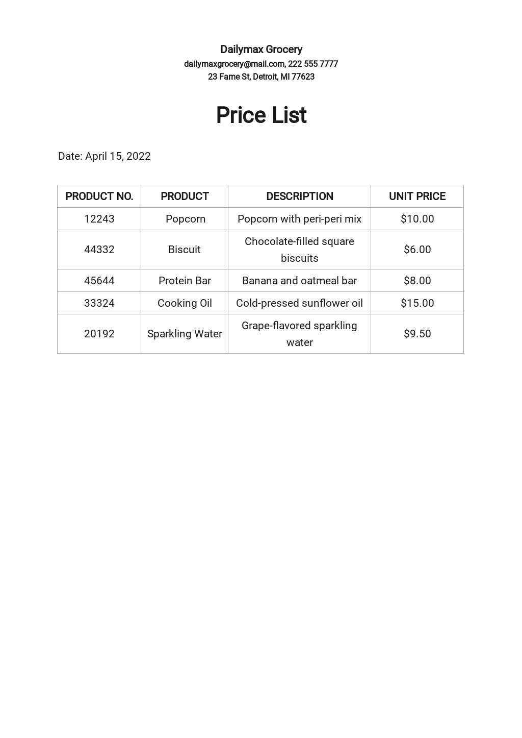 77+ FREE Price List Templates [Edit & Download]