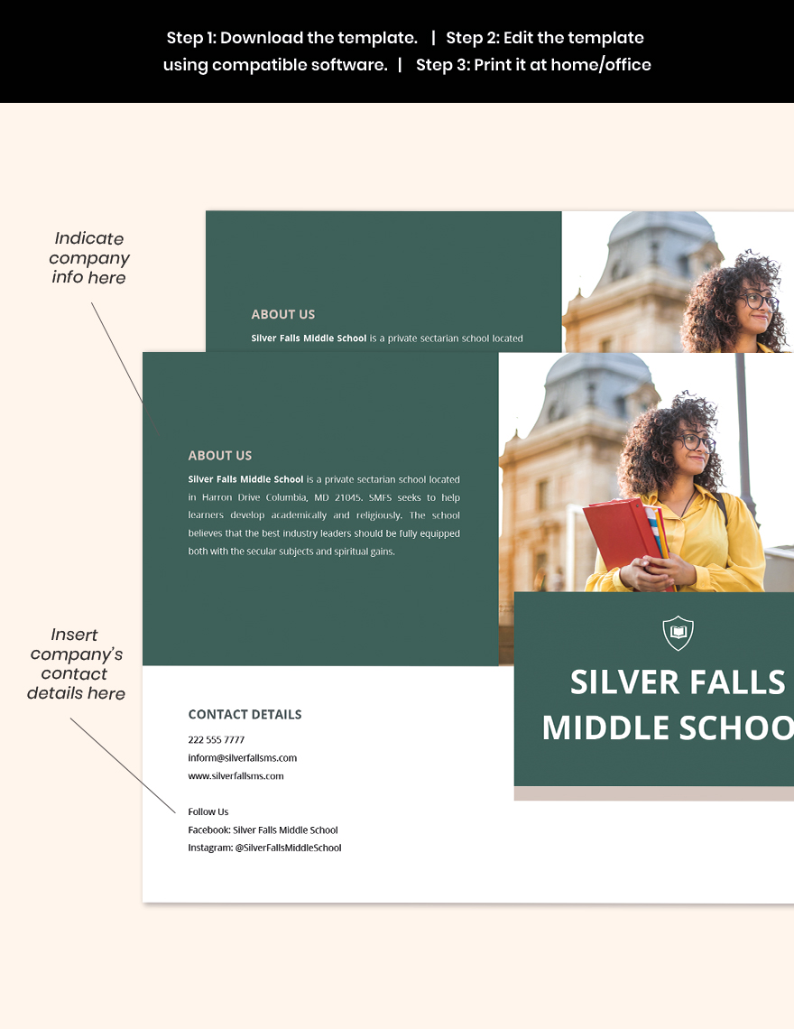 Bifold Private School Brochure Template