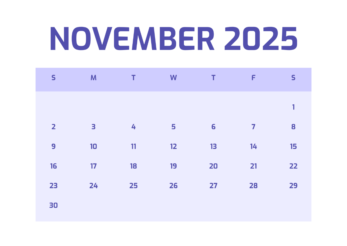 Free November 2025 Desk Calendar Template to Edit Online