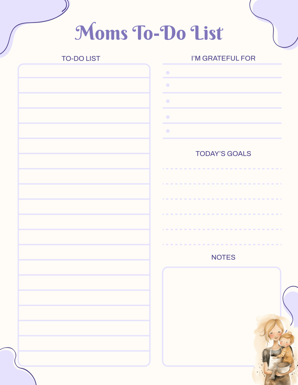 Free Aesthetic Moms To-Do List Template