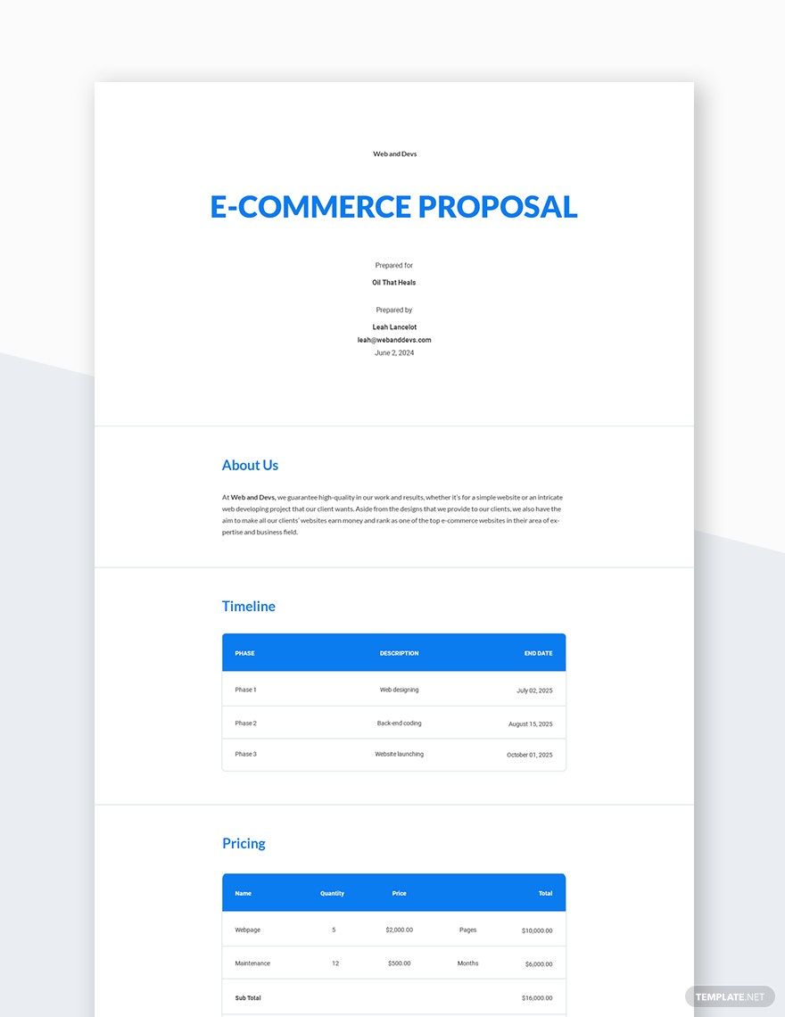 Web Design Proposal Template Google Docs, Word, Apple