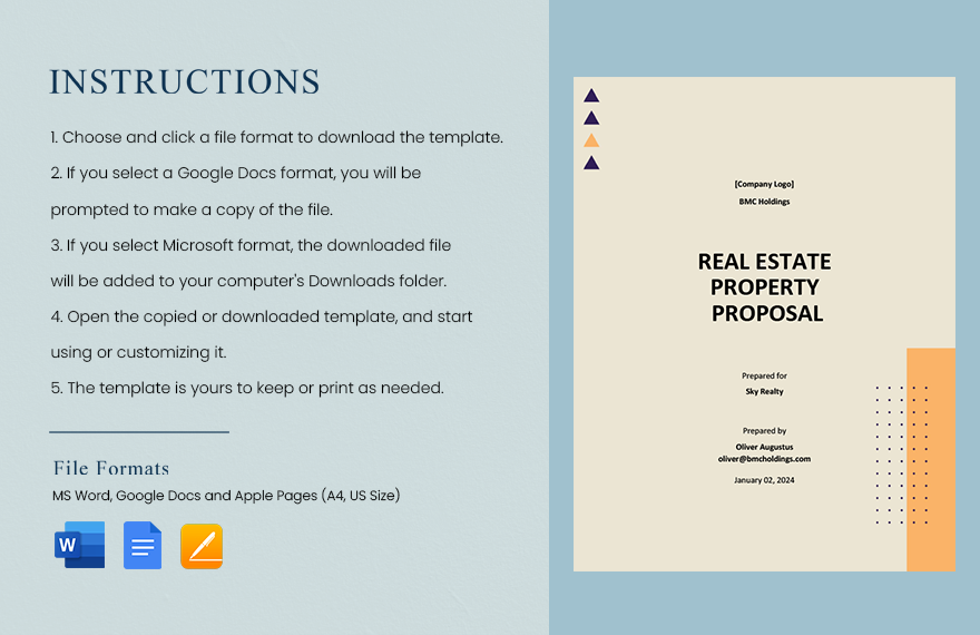 Printable real estate purchase proposal