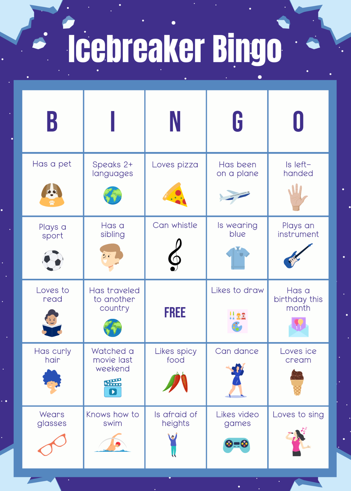 Ice Breaker Bingo Template Ice Breaker Bingo Template