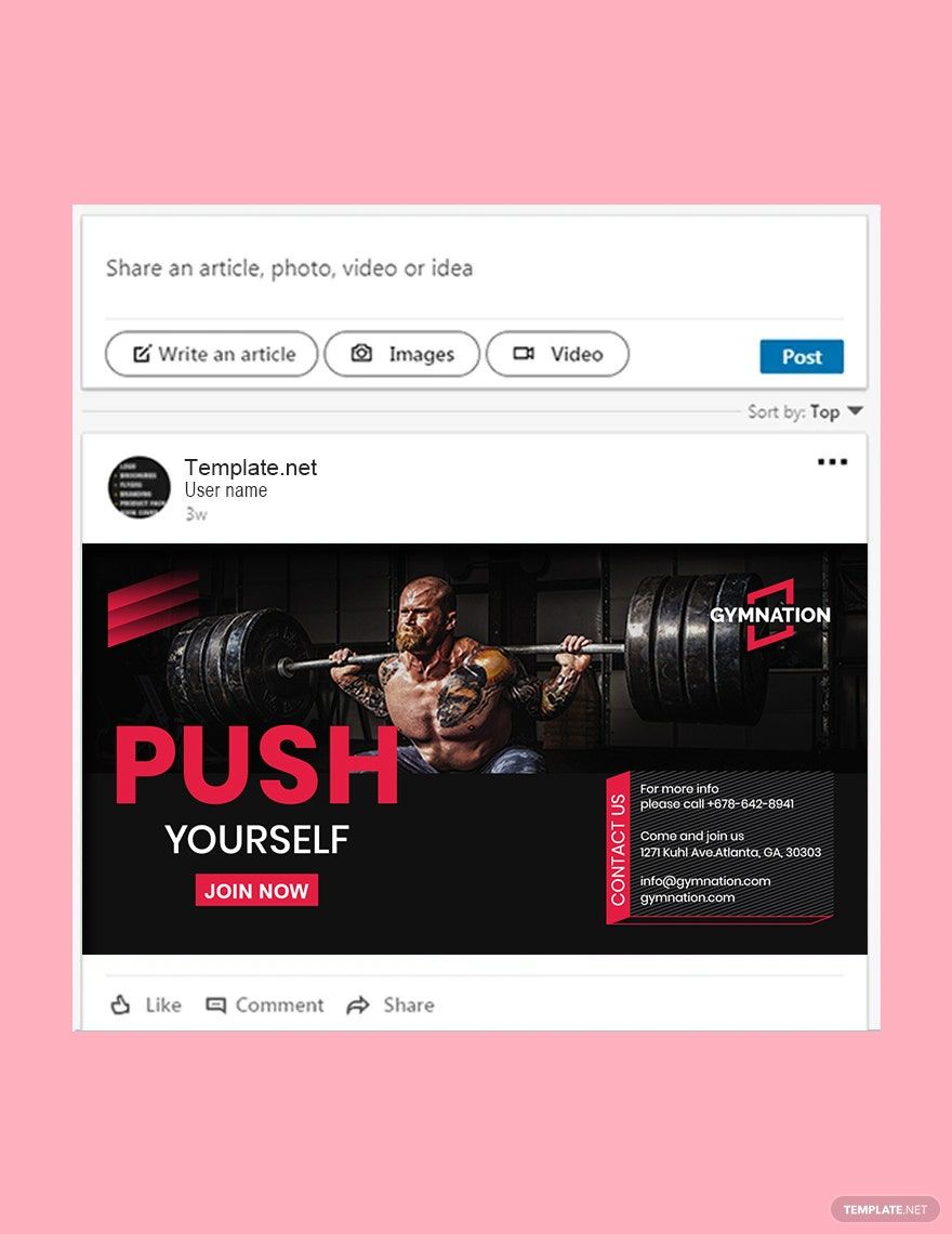Gym Linkedin Post Template in PSD