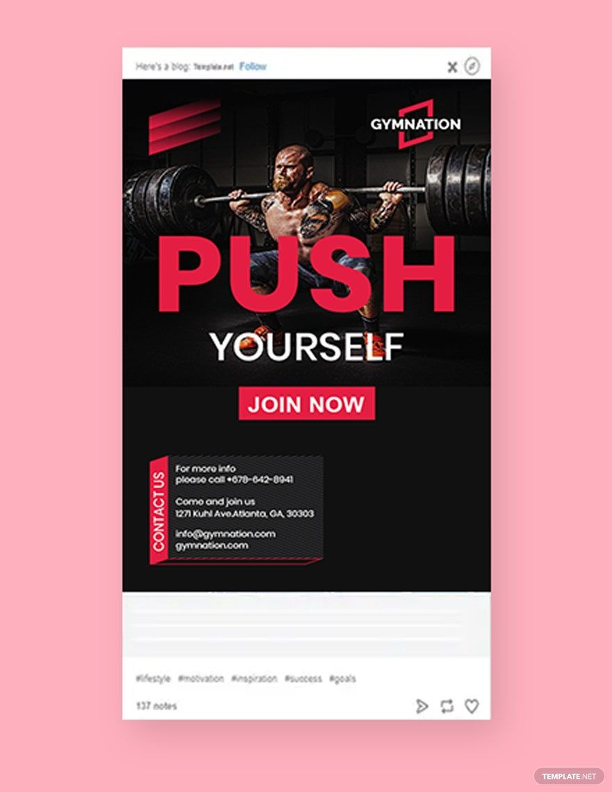 Gym Tumblr Post Template in PSD