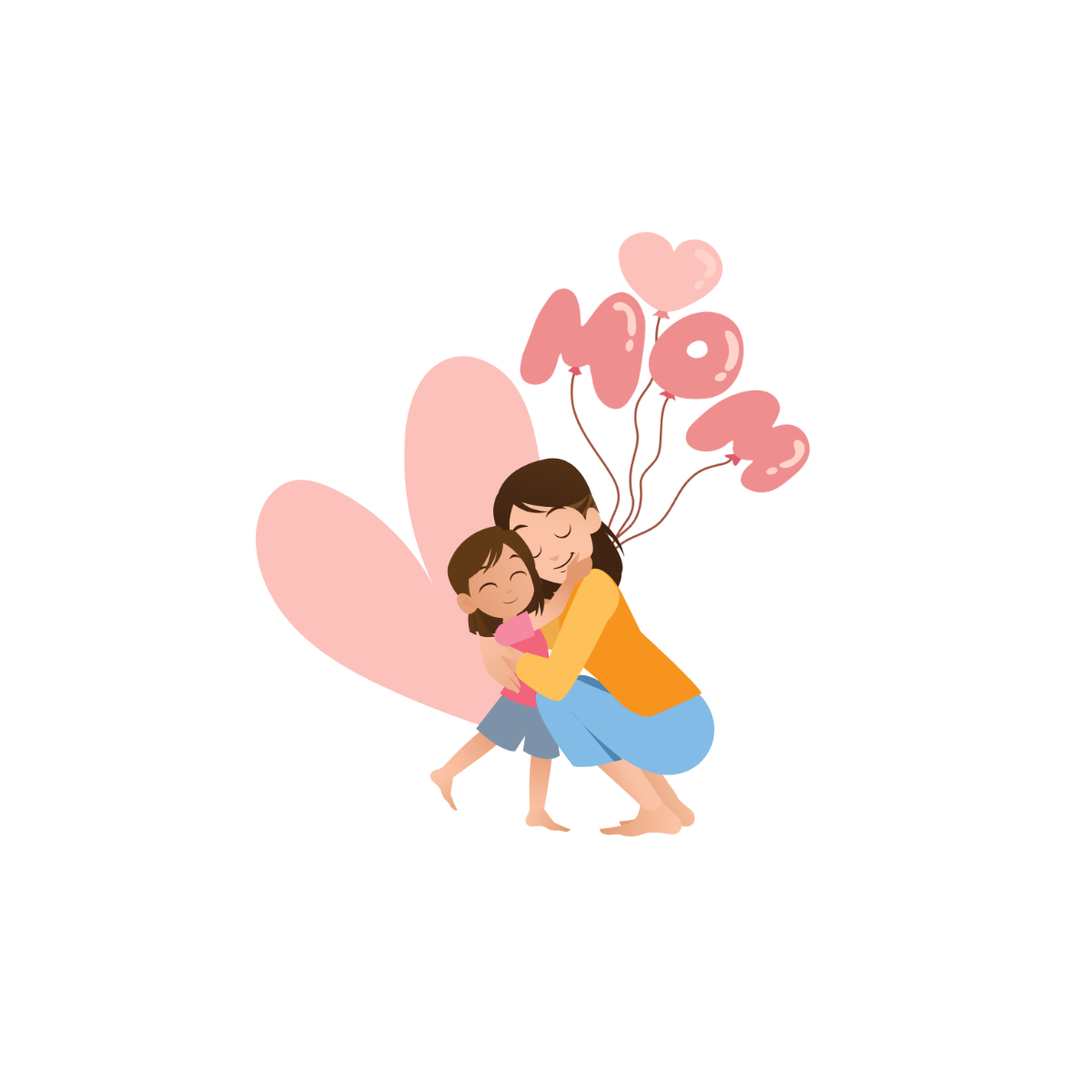 Free Single Mom Mother's Day Clipart Template to Edit Online