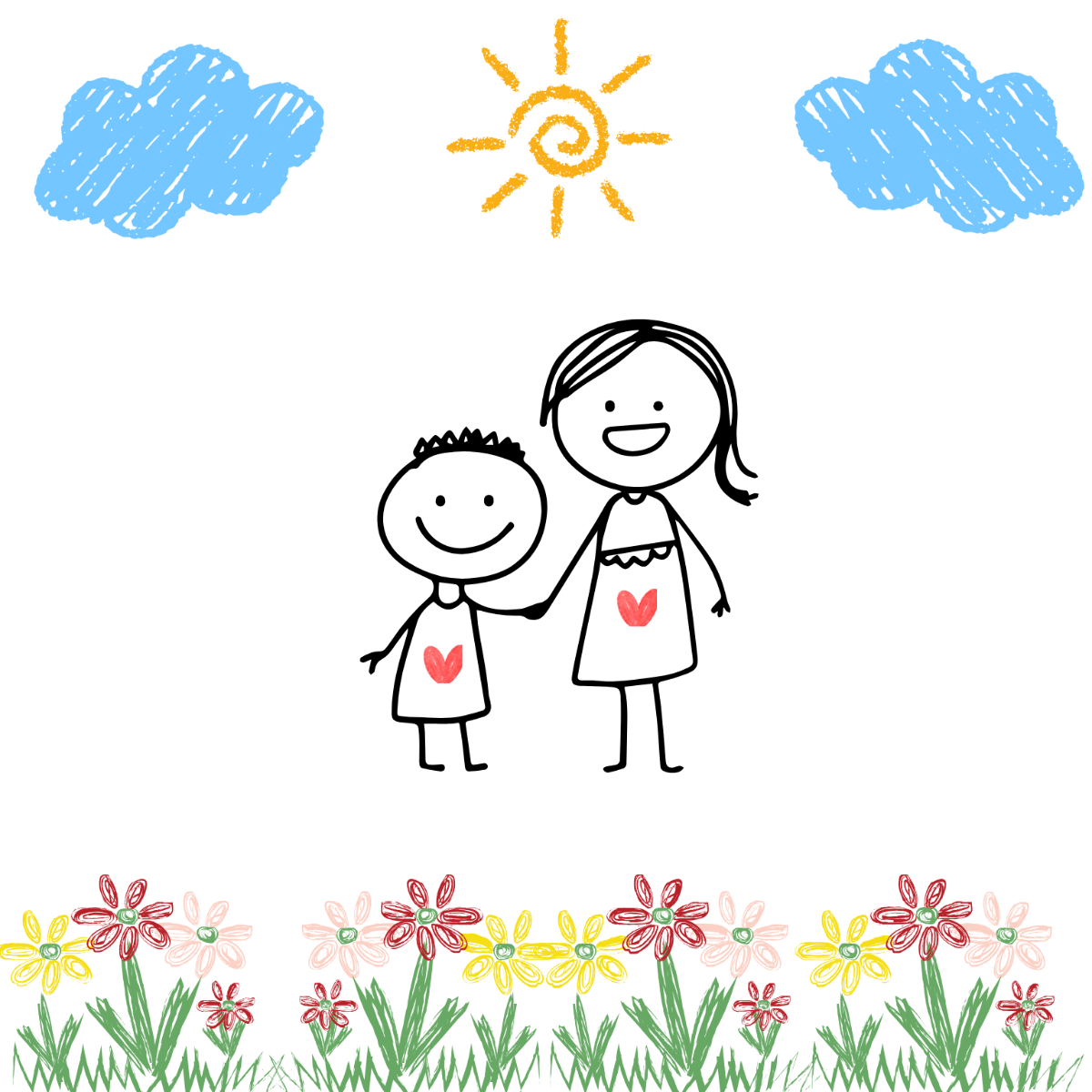 Free Editable Mother's Day Kids Drawing Clipart Template to Edit Online
