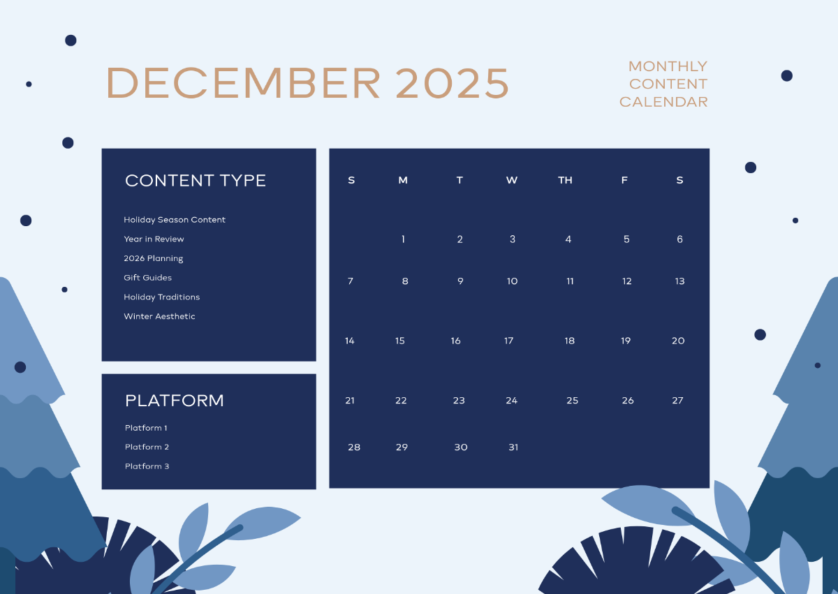 Free December 2025 Horizontal Calendar Template to Edit Online
