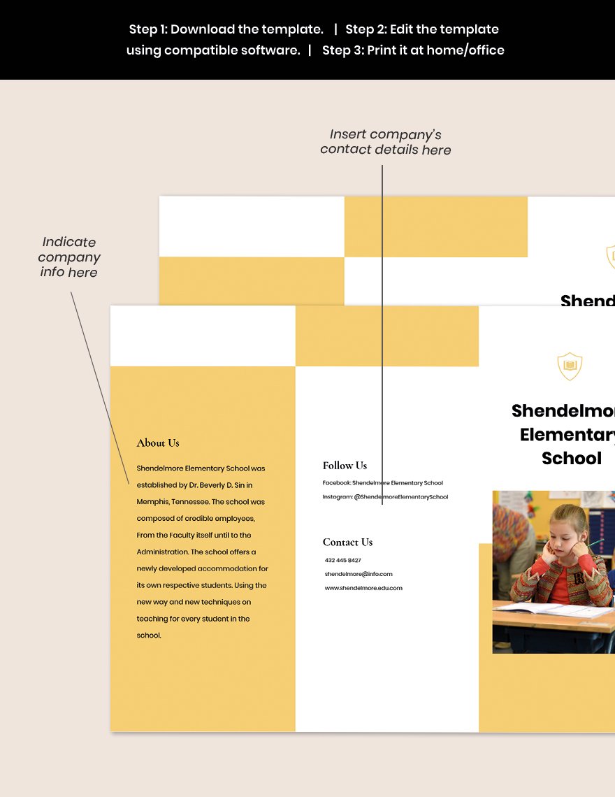 Tri-fold Elementary School Brochure Template
