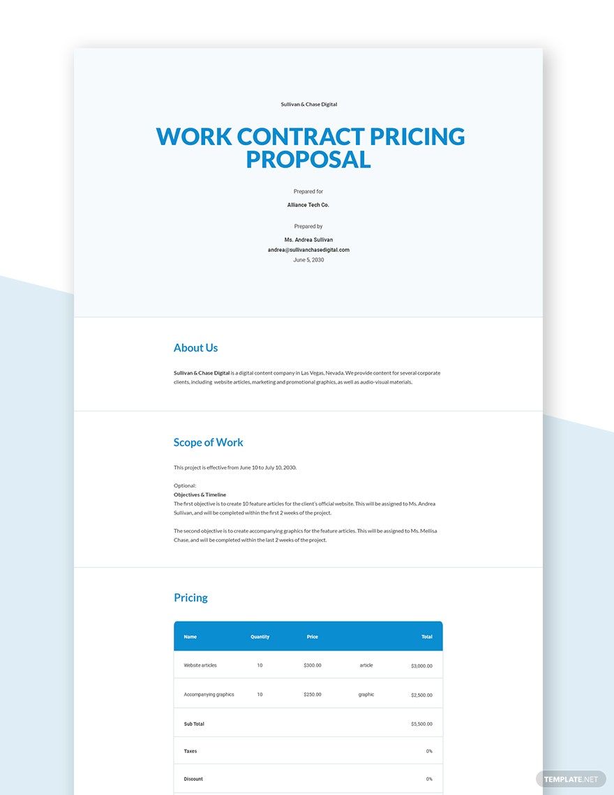 Pricing Proposal Templates Pages Format, Free, Download