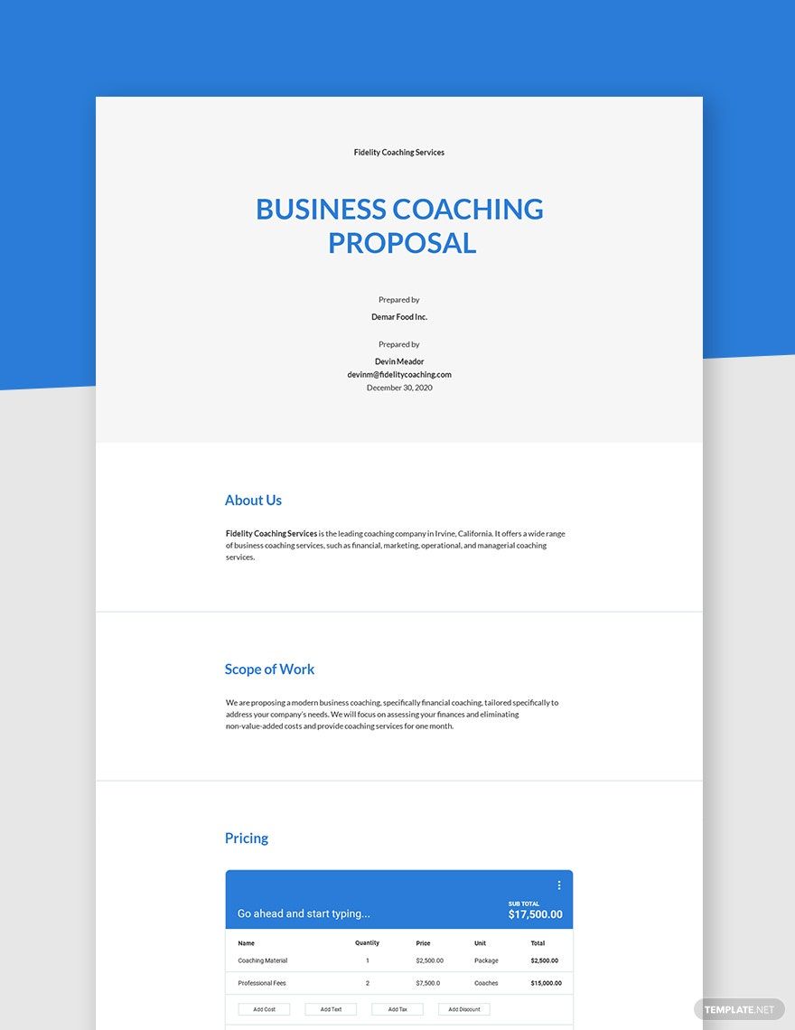 Business Coaching Proposal Template