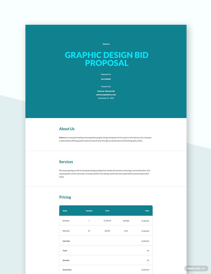 Graphic Design Bid Proposal Template