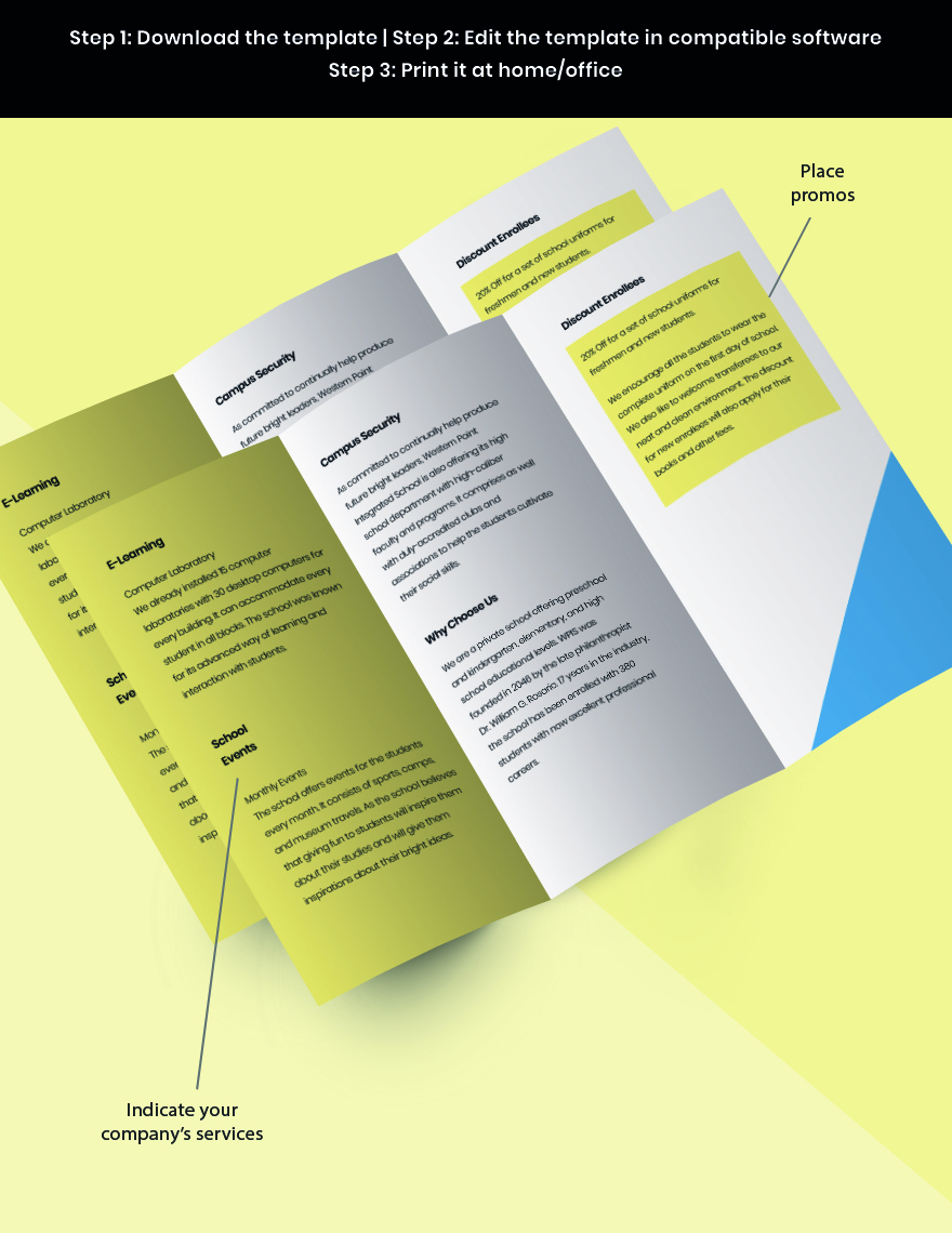 Trifold High School Brochure Template Snippet