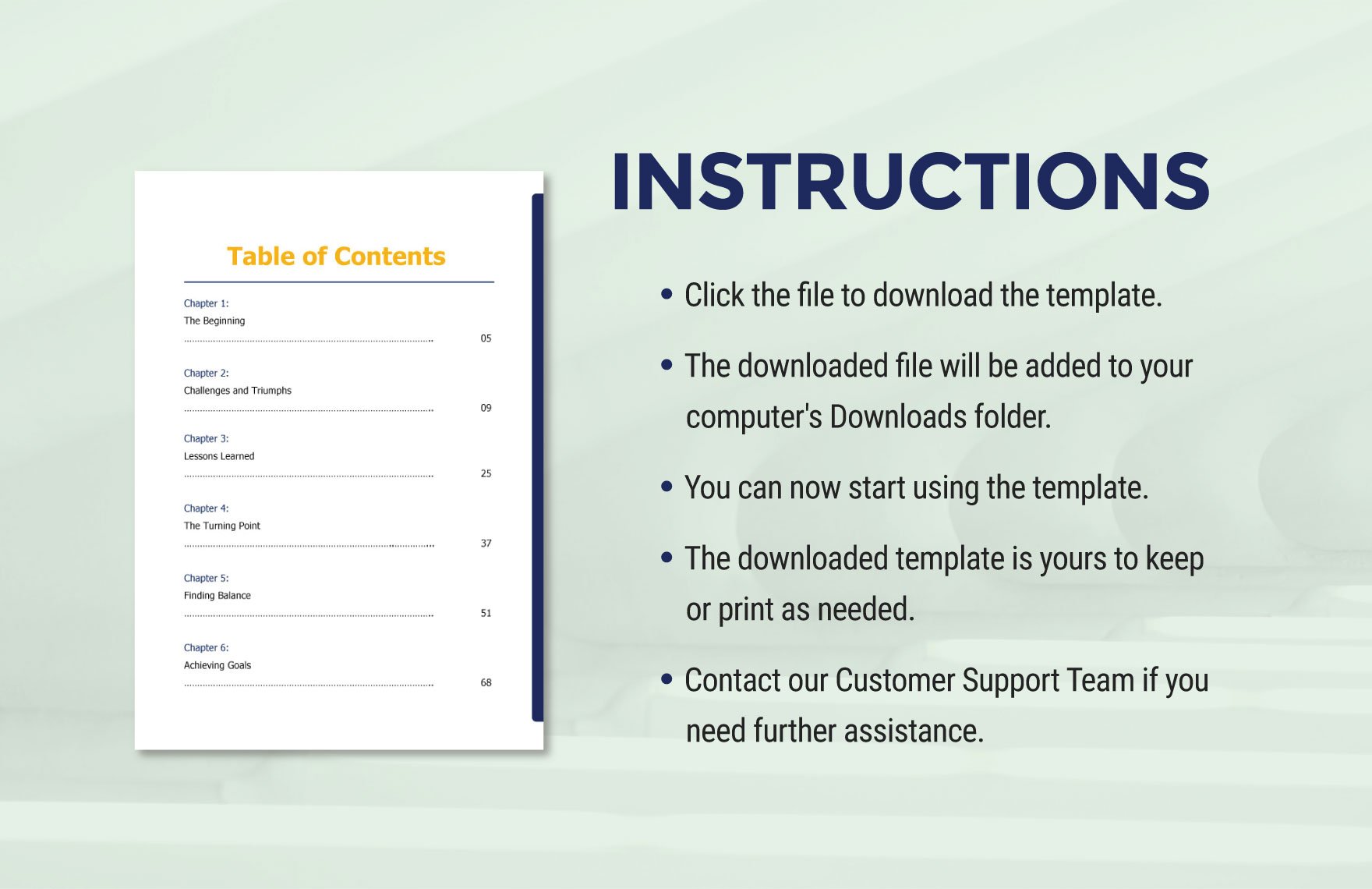 Book Table of Contents Template