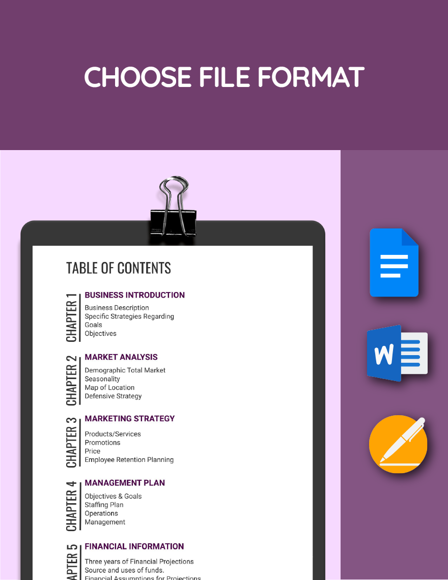 table of contents book template