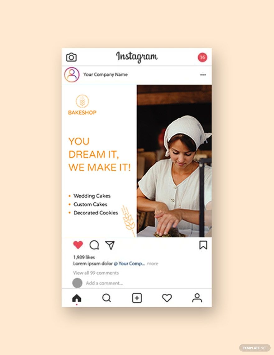 Bakery Instagram Post Template in PSD