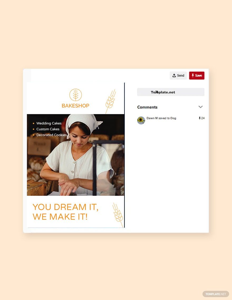 Bakery Pinterest Pin Template in PSD