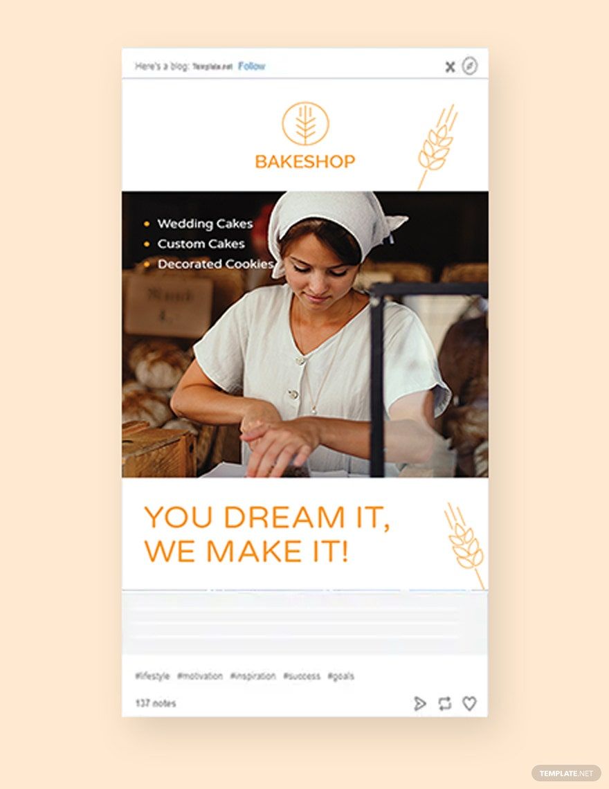 Bakery Tumblr Post Template in PSD