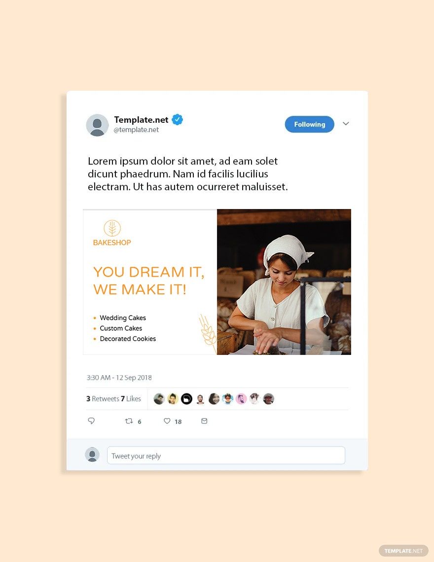 Bakery Twitter Post Template in PSD