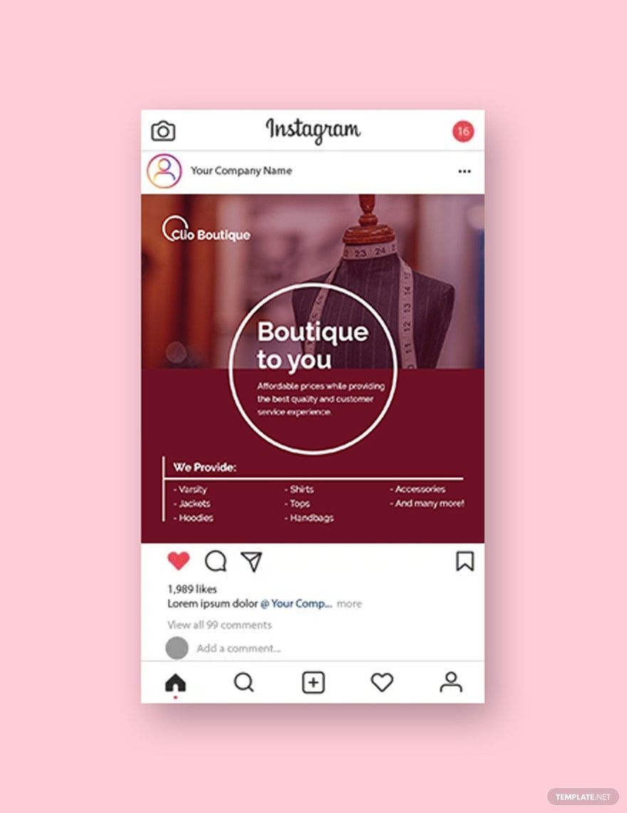Boutique Instagram Post Template in PSD
