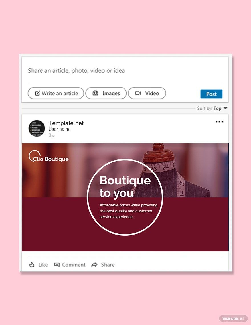 Boutique Linkedin Post Template in PSD