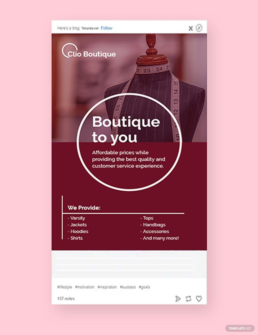 Boutique Tumblr Post Template in PSD
