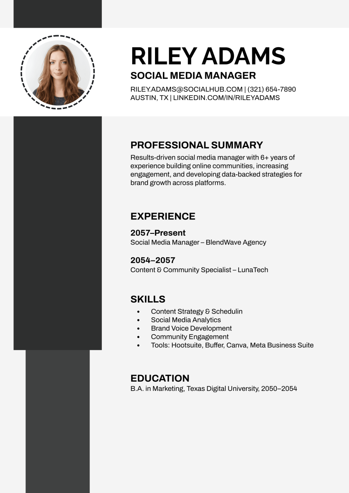 Free Gray Resume Visual Infographic Template to Edit Online
