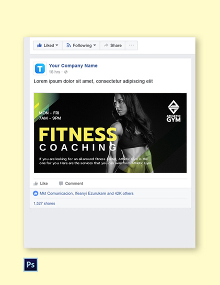 Free Fitness Trainer Coach Facebook Post Template