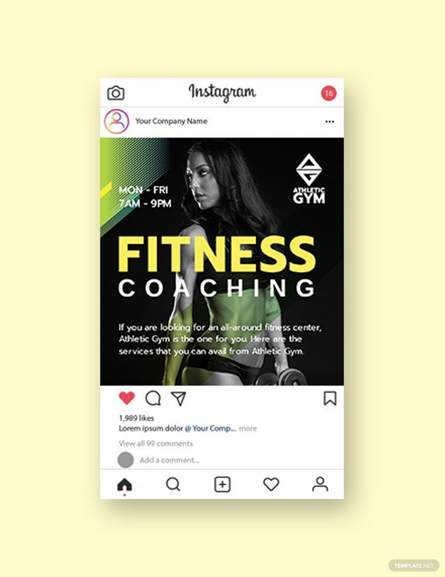 Fitness Trainer Coach Instagram Post Template