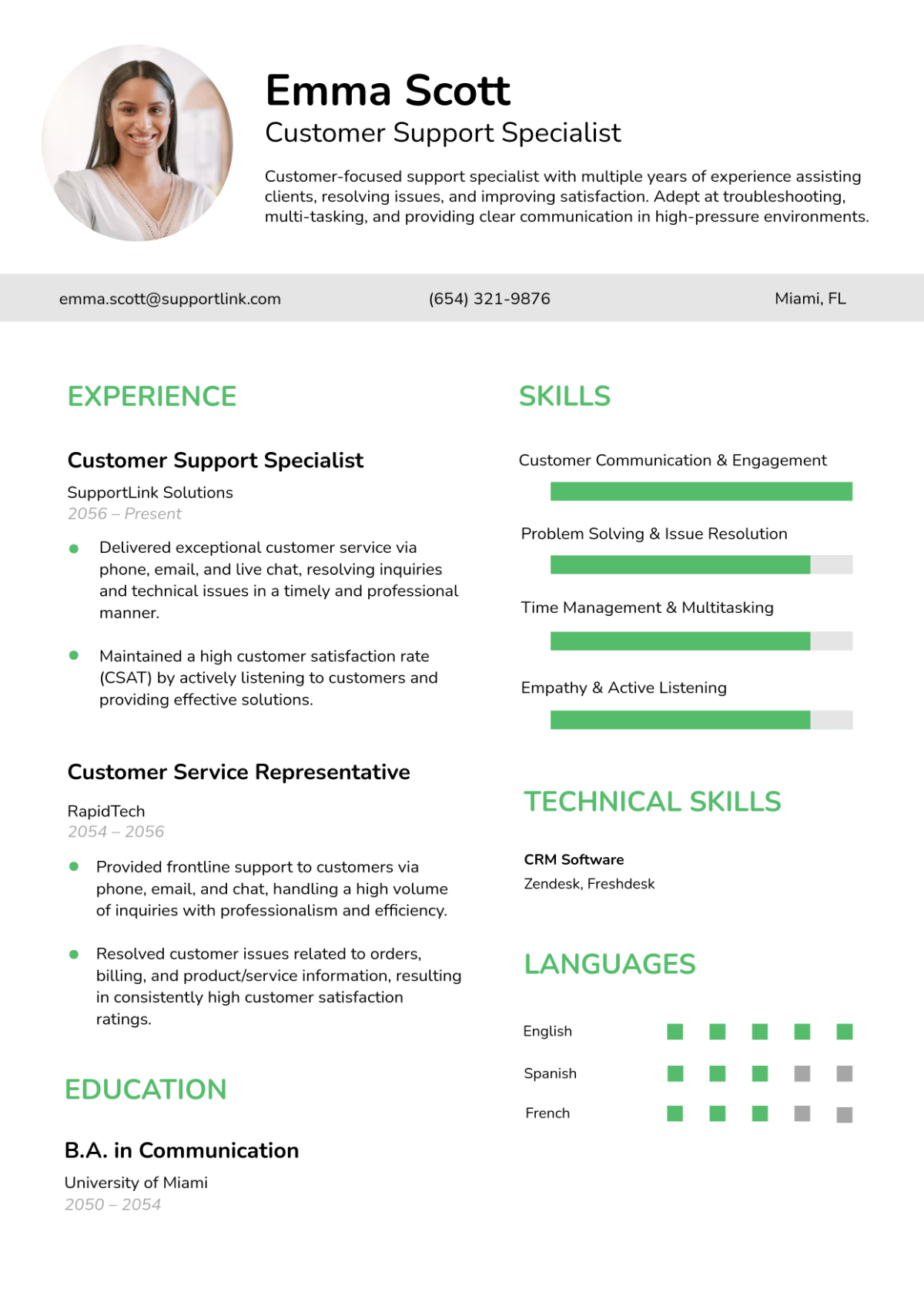 Free Green Job Resume Infographic Template to Edit Online
