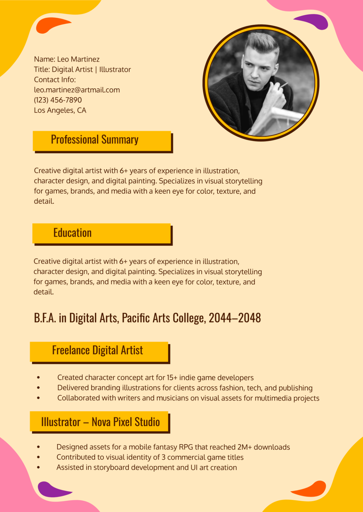 Free Colorful Resume Experience Infographic Template to Edit Online
