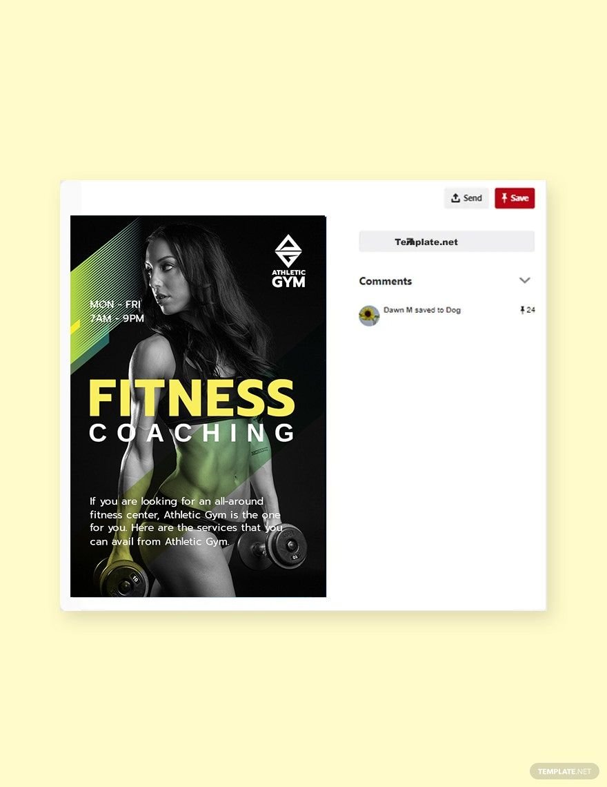 Fitness Trainer Coach Pinterest Pin Template in PSD