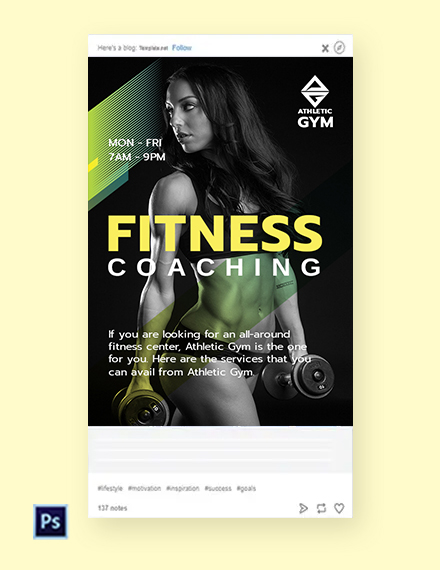 Fitness Trainer Coach Tumblr Post Template - PSD | Template.net