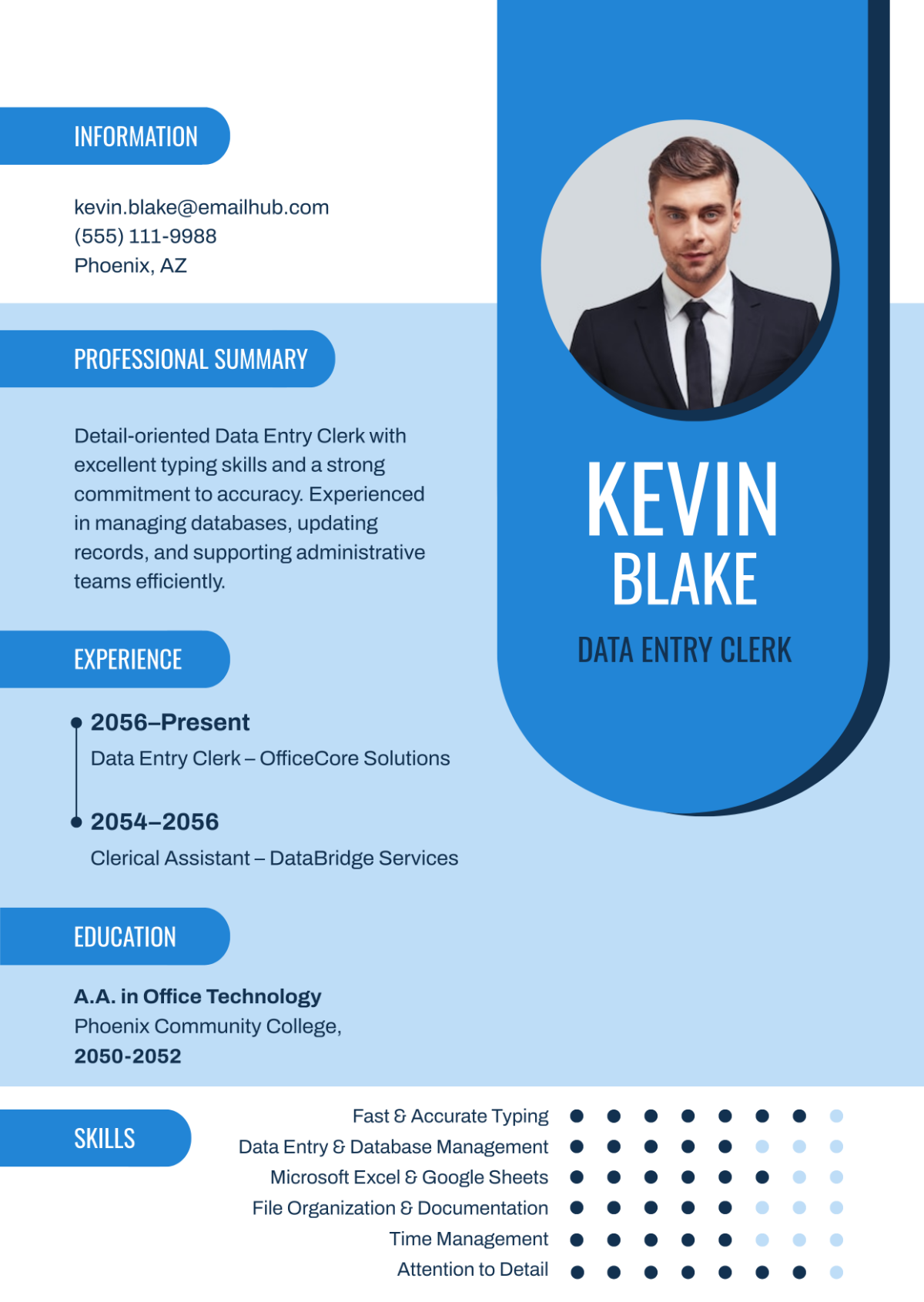 Free Blue Basic Resume Infographic Template to Edit Online