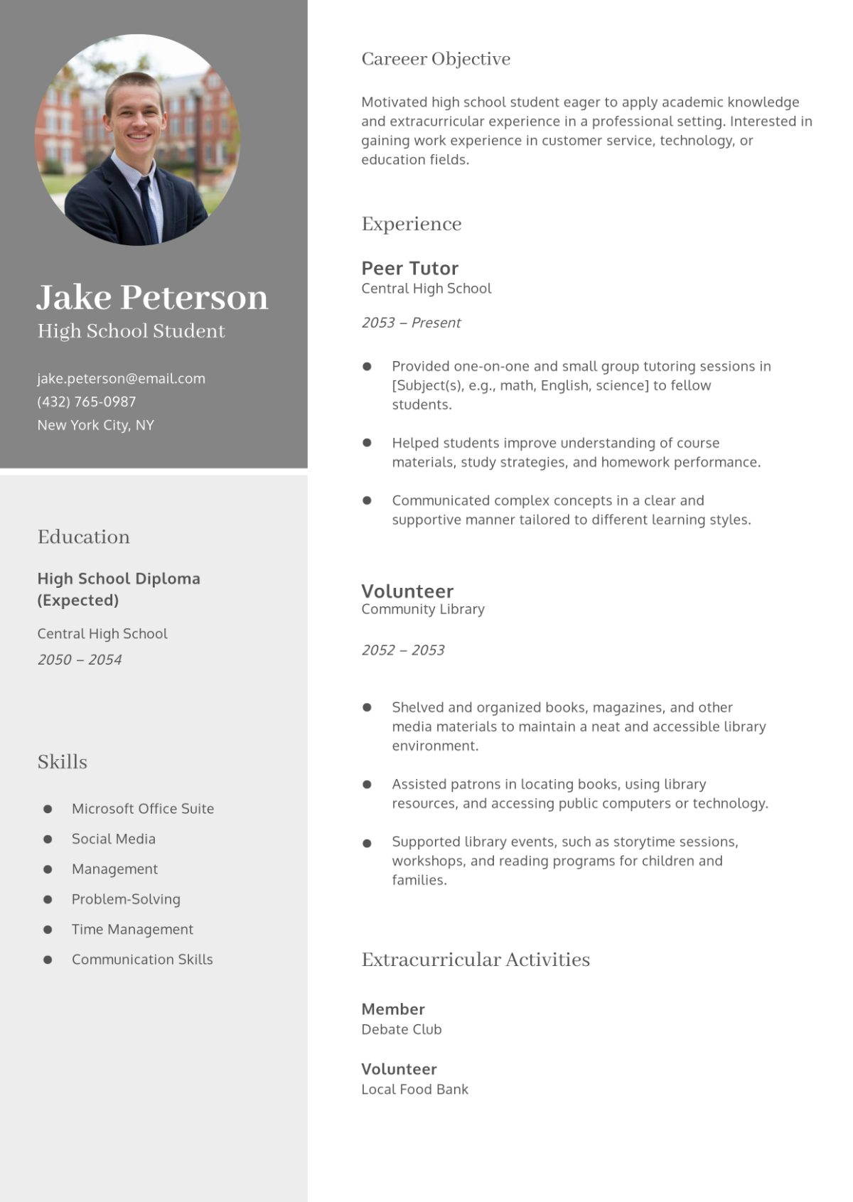 Free Simple School Resume Infographic Template to Edit Online