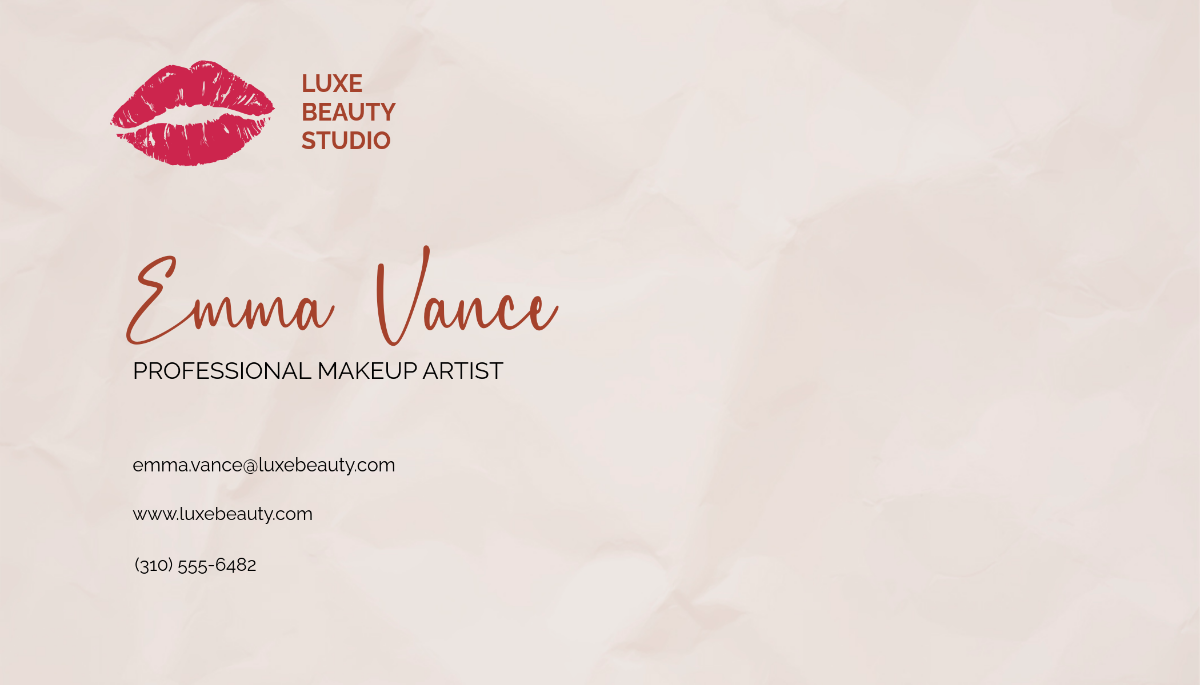 Free Modern Makeup Artist Visiting Business Card Template to Edit Online
