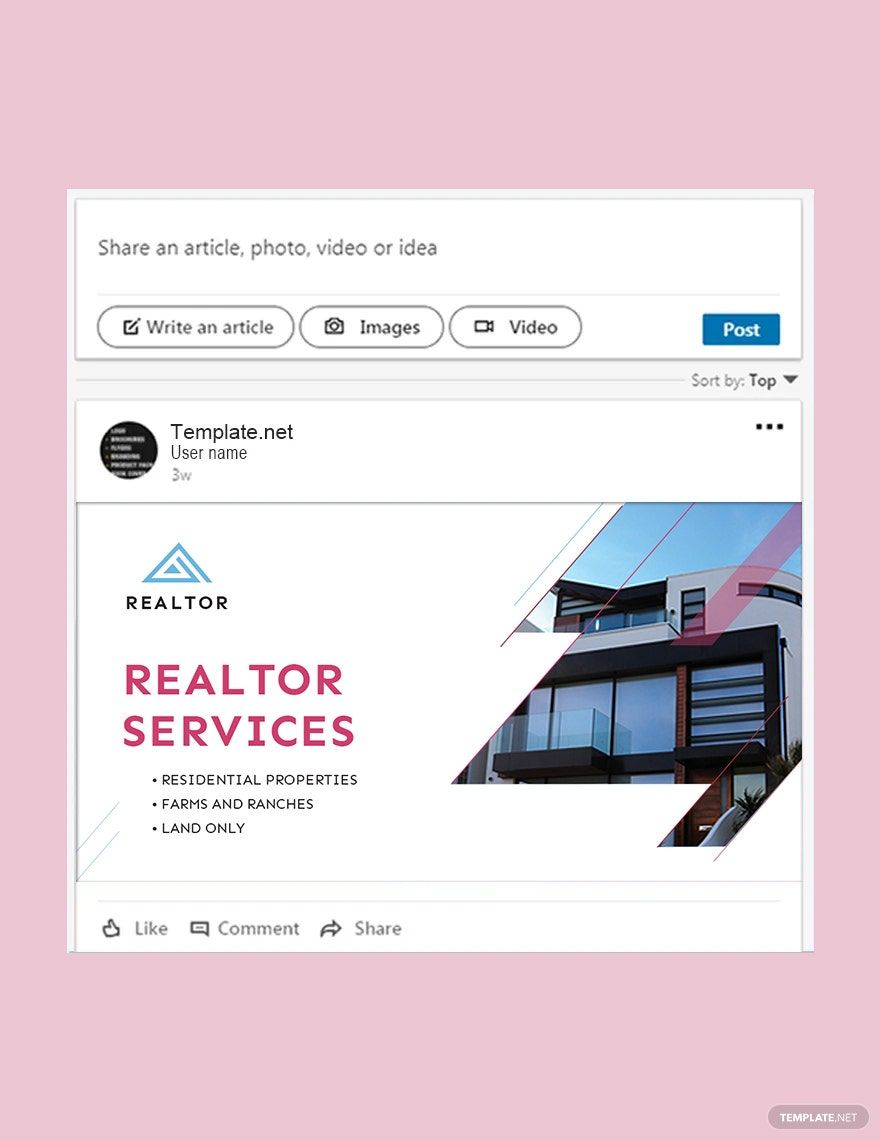 Real Estate Agent/Realtor Linkedin Post Template in PSD