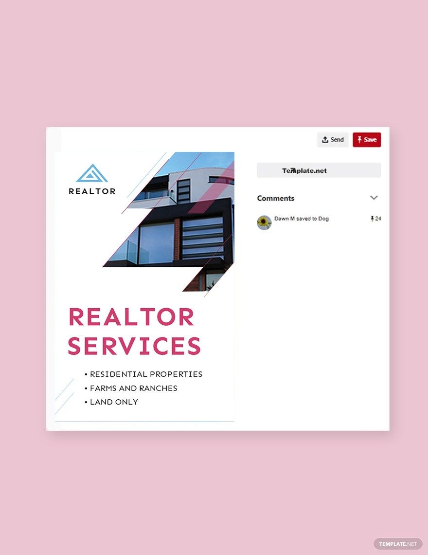 Real Estate Agent/Realtor Pinterest Pin Template in PSD