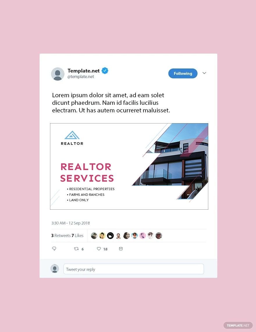 Real Estate Agent/Realtor Twitter Post Template in PSD