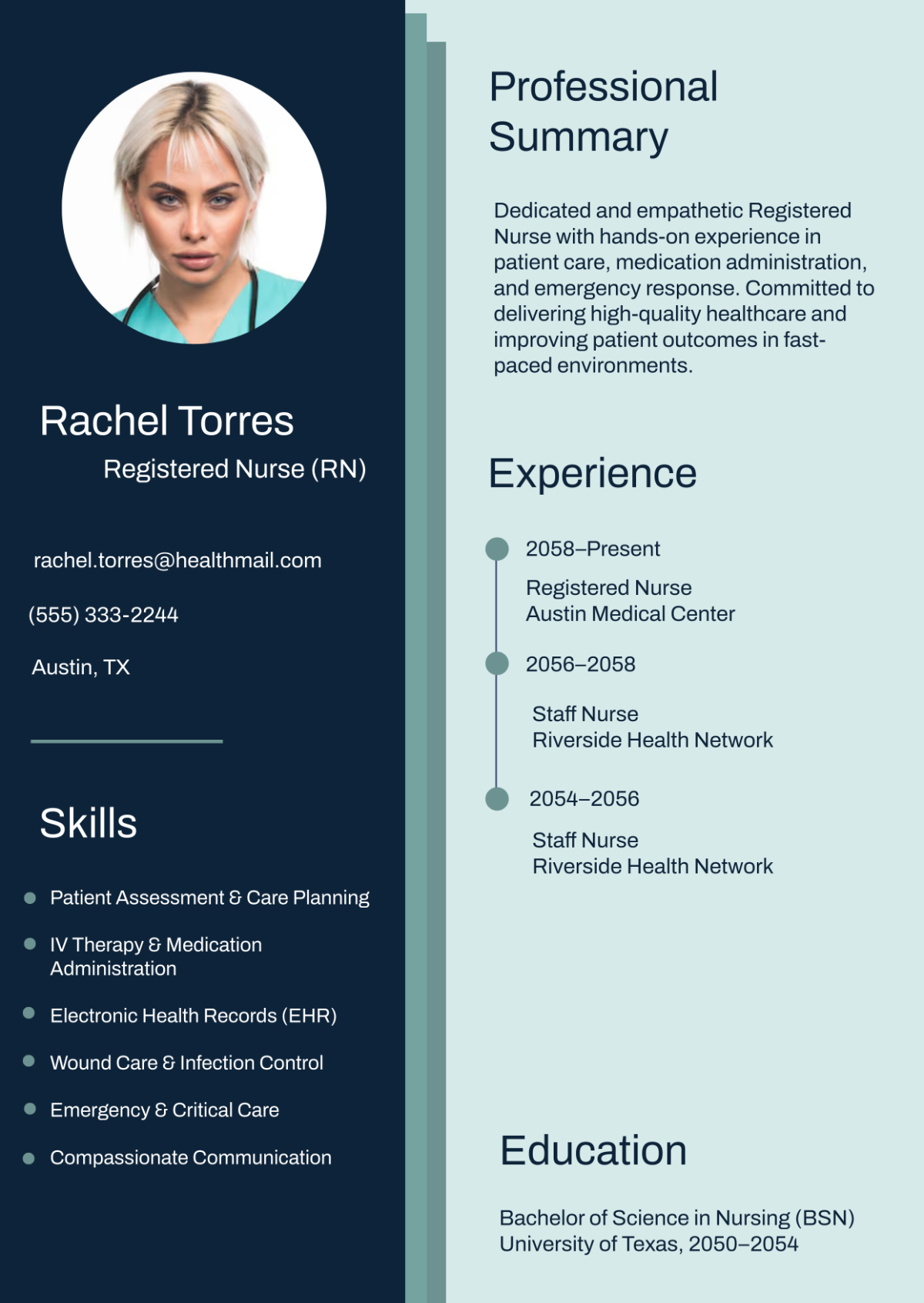 Free Professional Nursing Resume Infographic Template to Edit Online